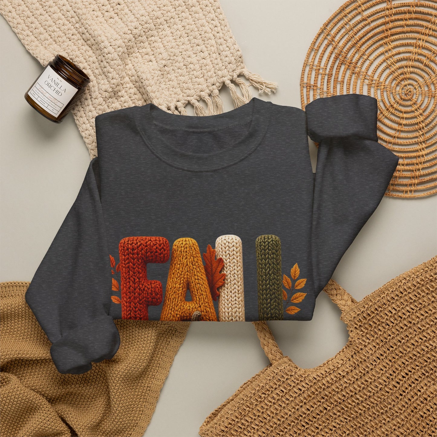Fall Sweatshirt – Pumpkin & Leaves