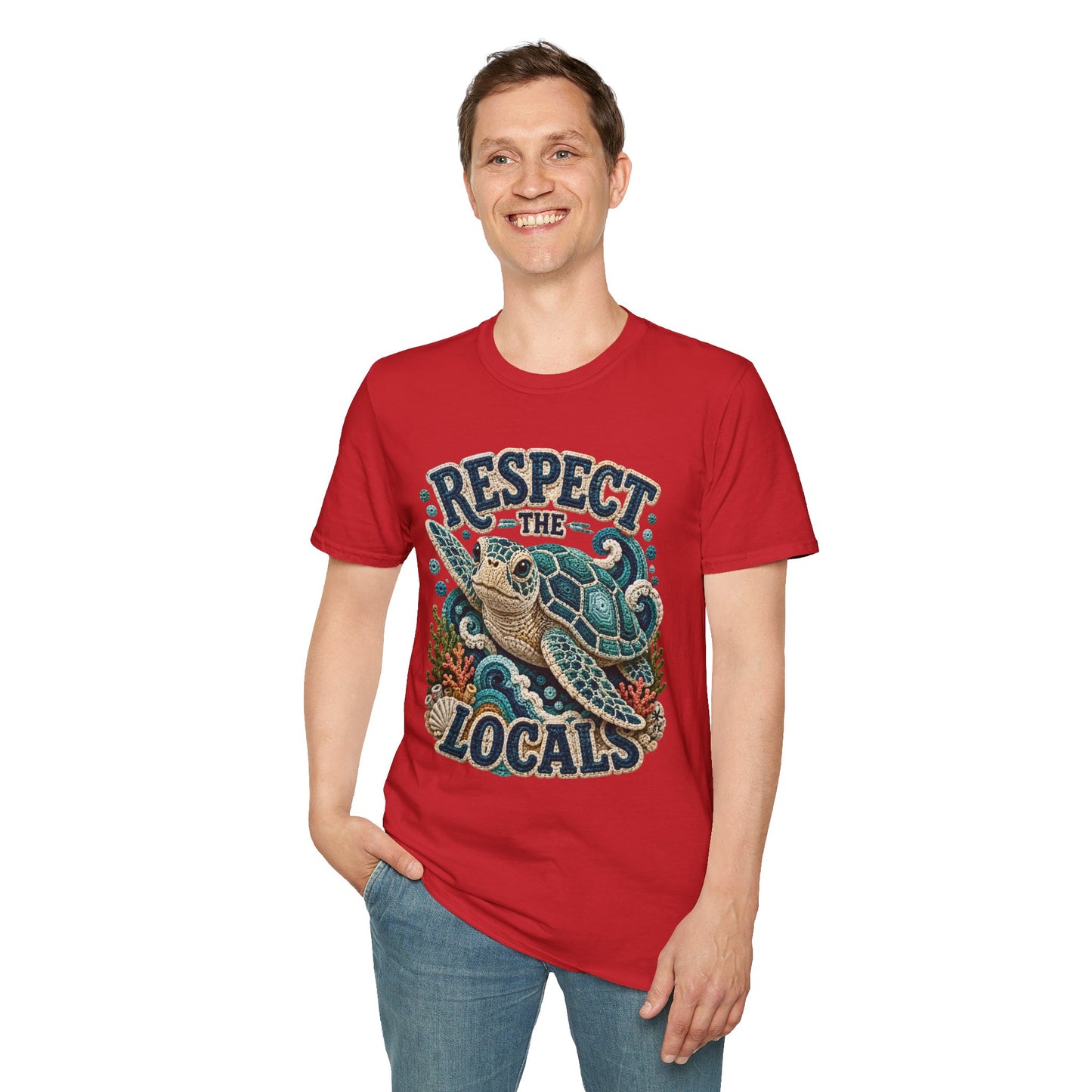 Respect the Locals Tee - Sea Turtle Crochet Print