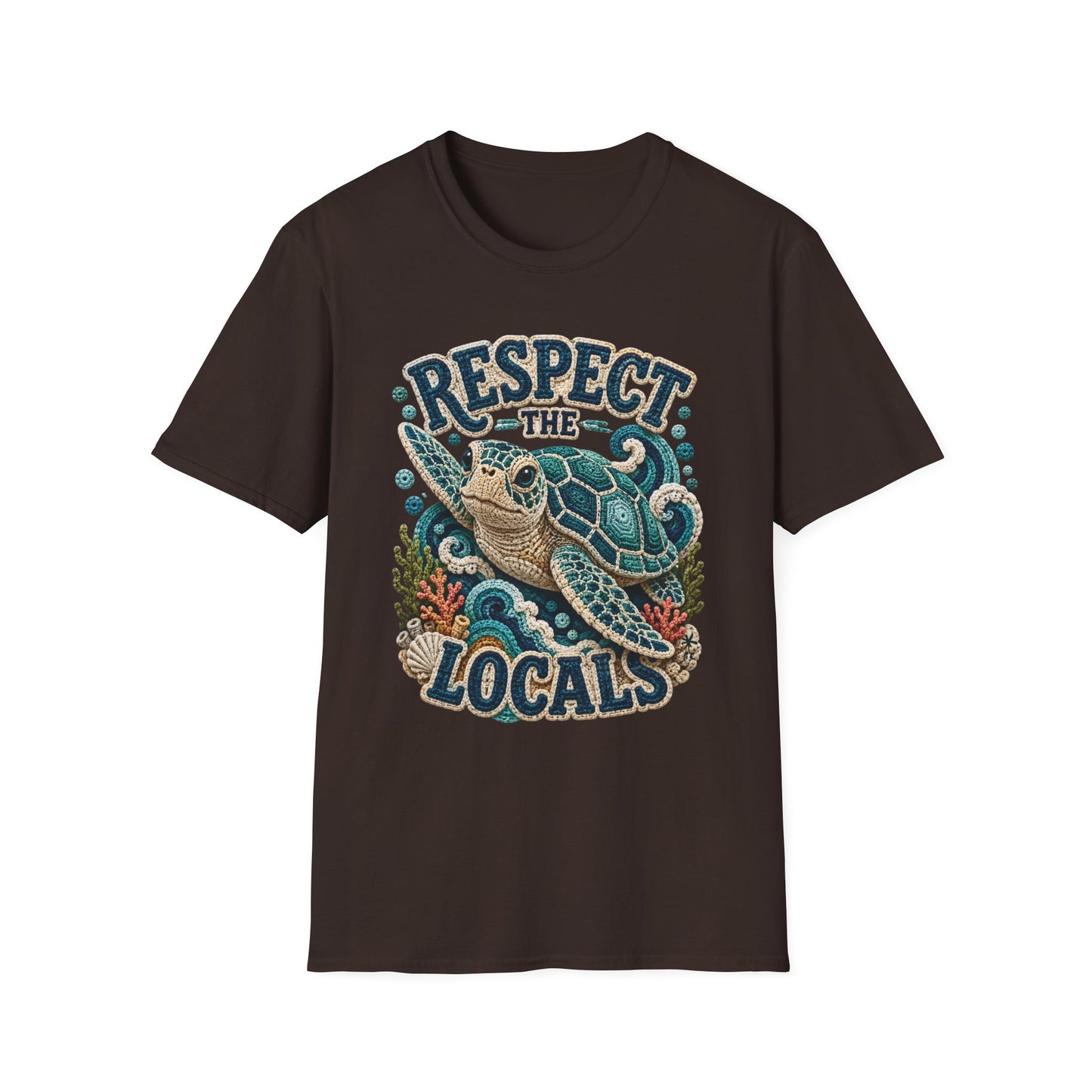 Respect the Locals Tee - Sea Turtle Crochet Print