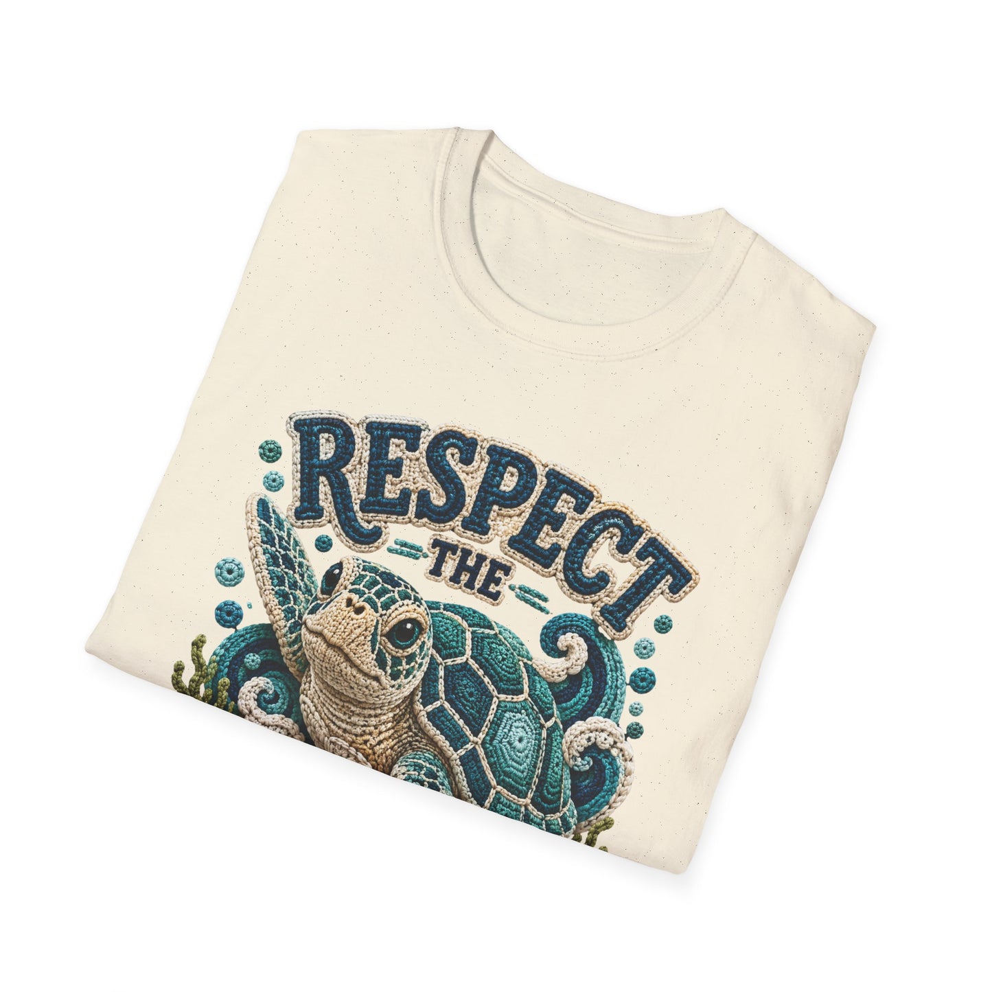 Respect the Locals Tee - Sea Turtle Crochet Print