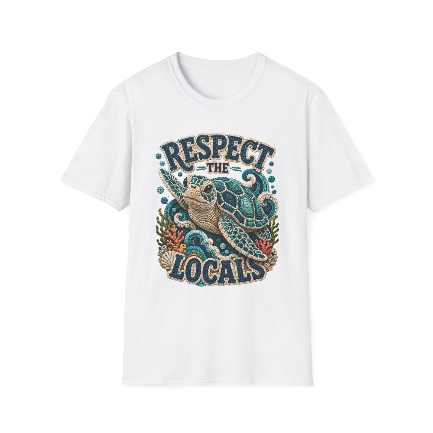 Respect the Locals Tee - Sea Turtle Crochet Print