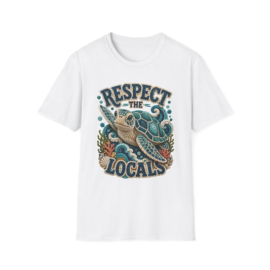 Respect the Locals Tee - Sea Turtle Crochet Print