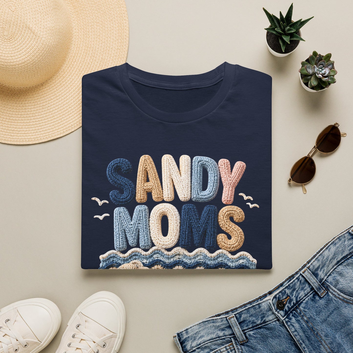 Sandy Moms Tee - Crochet Print