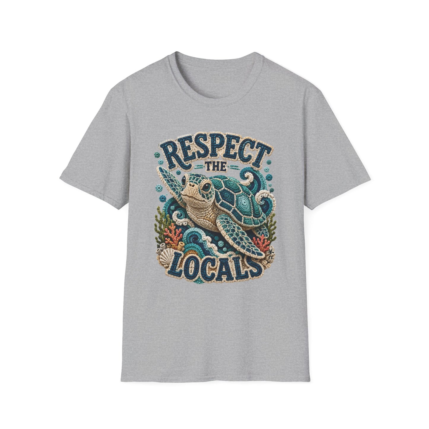Respect the Locals Tee - Sea Turtle Crochet Print
