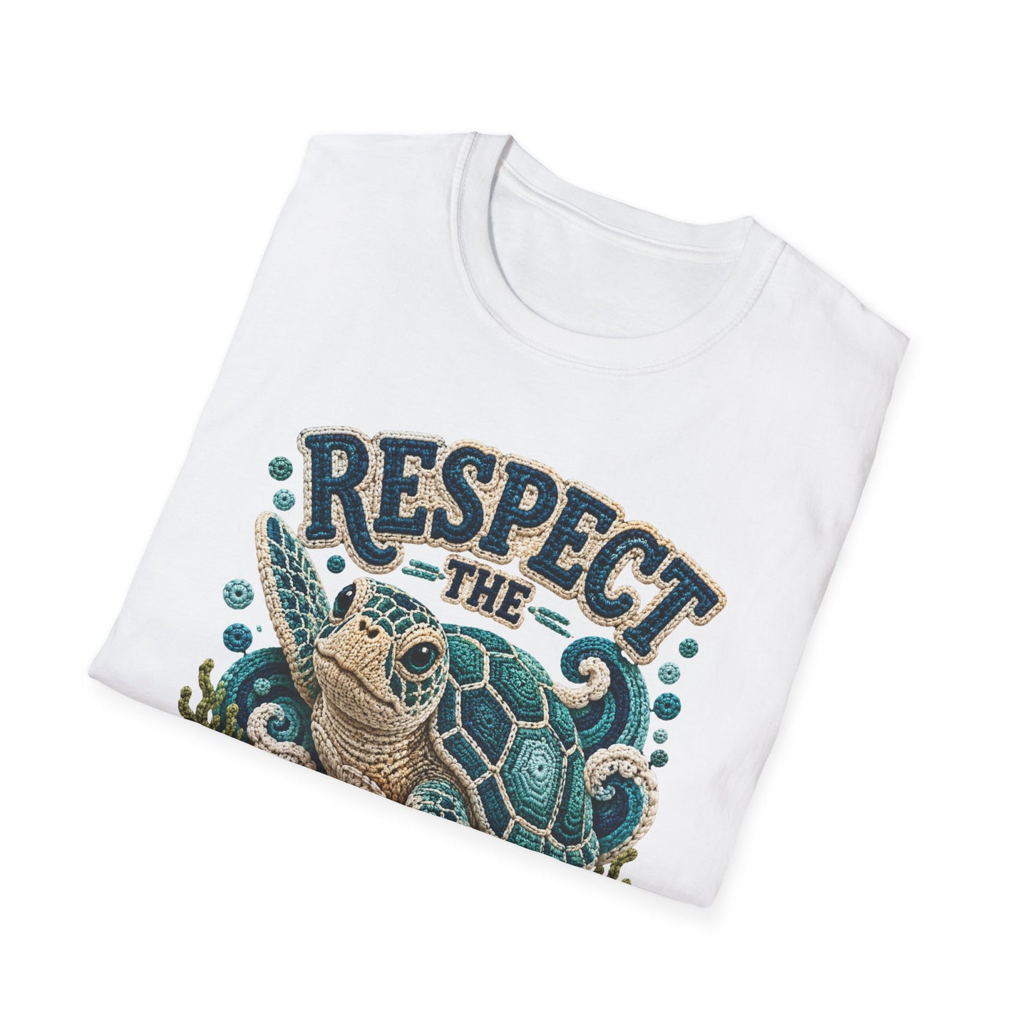 Respect the Locals Tee - Sea Turtle Crochet Print