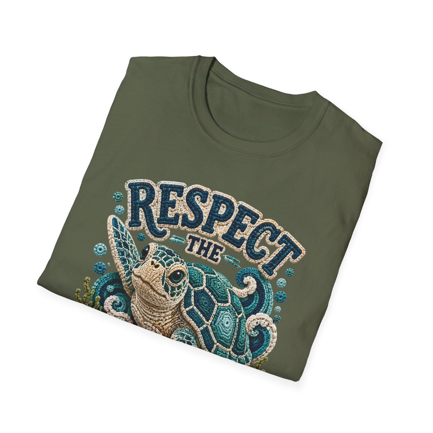 Respect the Locals Tee - Sea Turtle Crochet Print