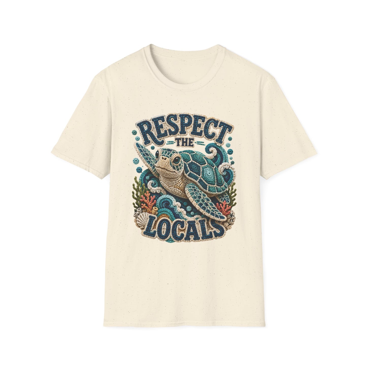 Respect the Locals Tee - Sea Turtle Crochet Print