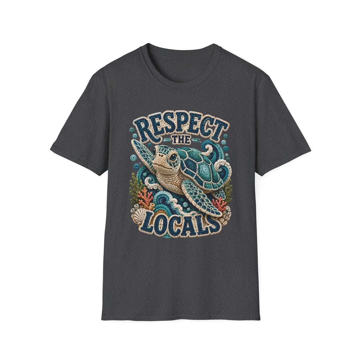 Respect the Locals Tee - Sea Turtle Crochet Print