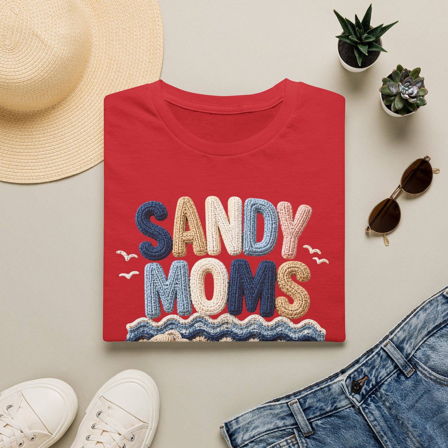 Sandy Moms Tee - Crochet Print