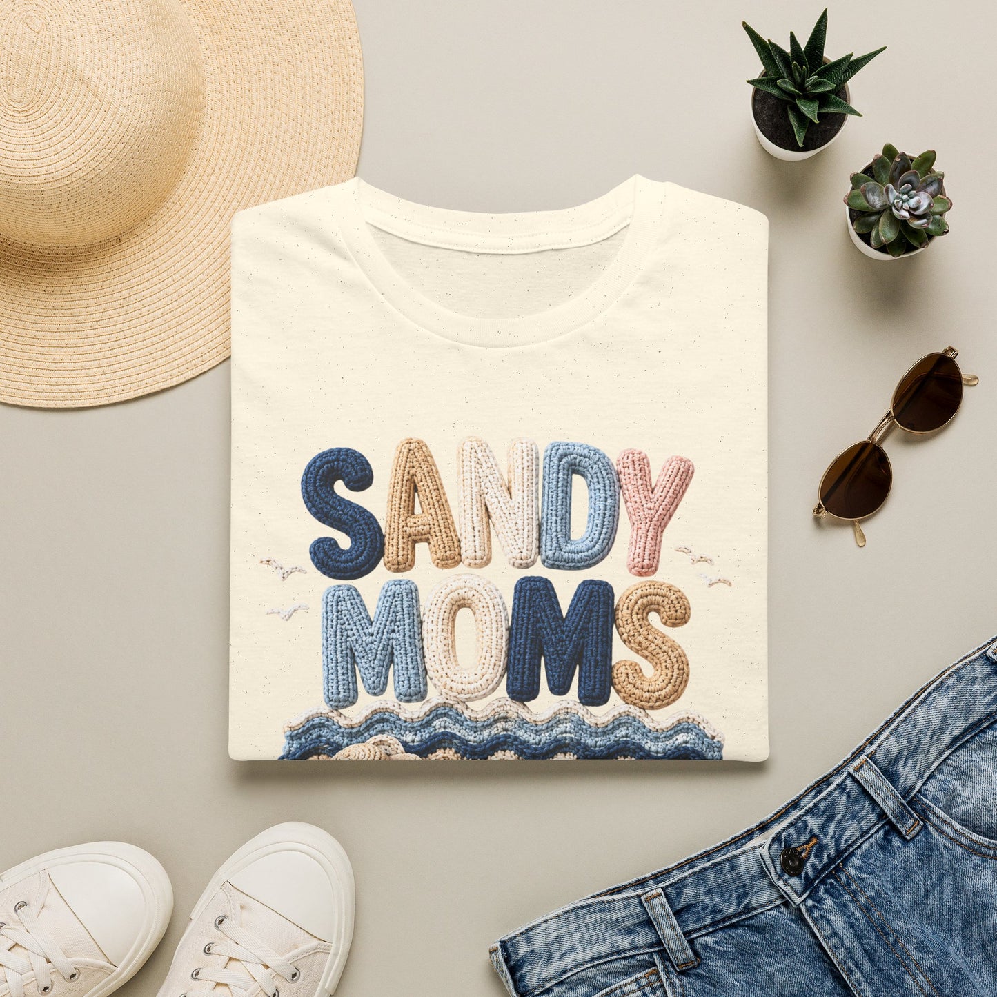 Sandy Moms Tee - Crochet Print