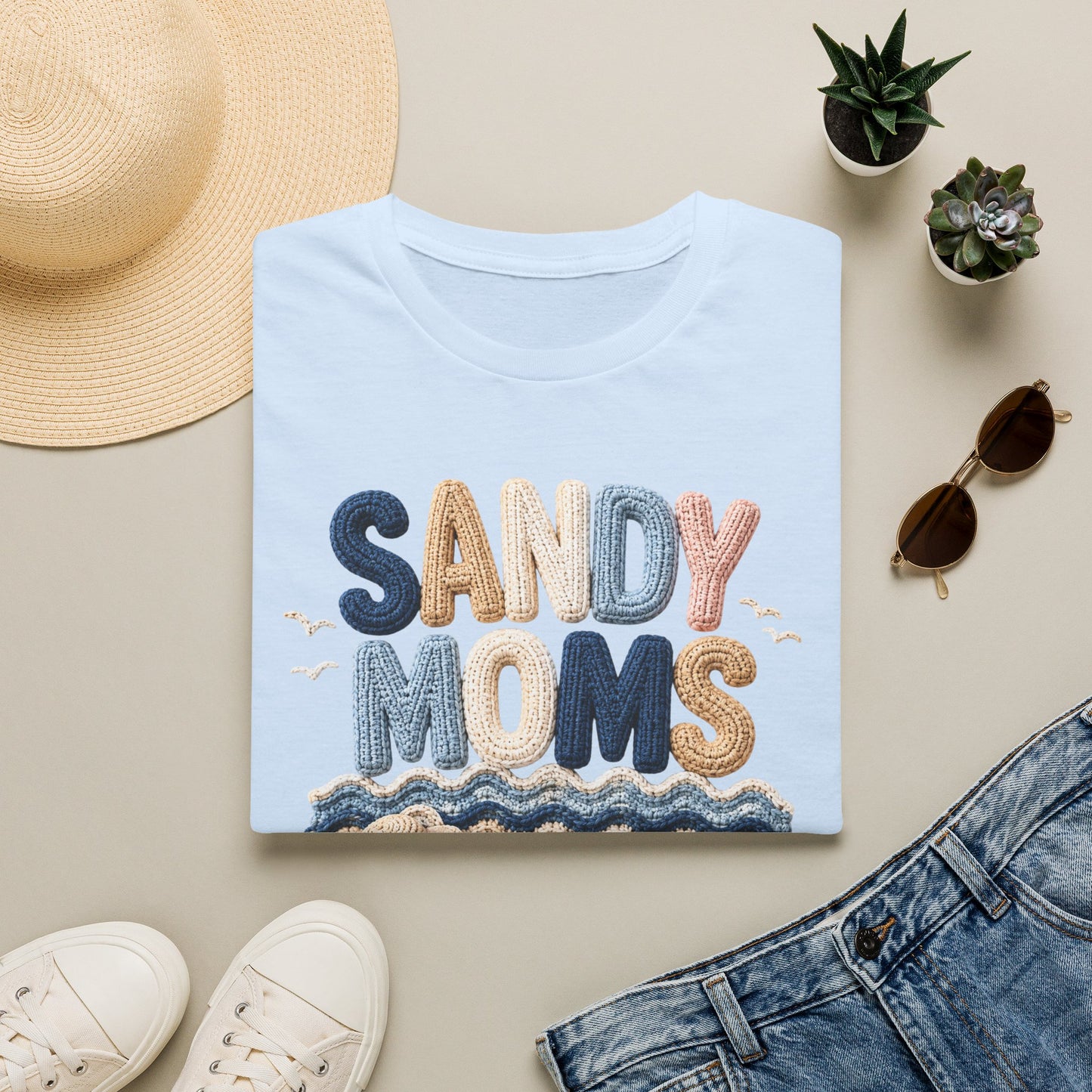 Sandy Moms Tee - Crochet Print
