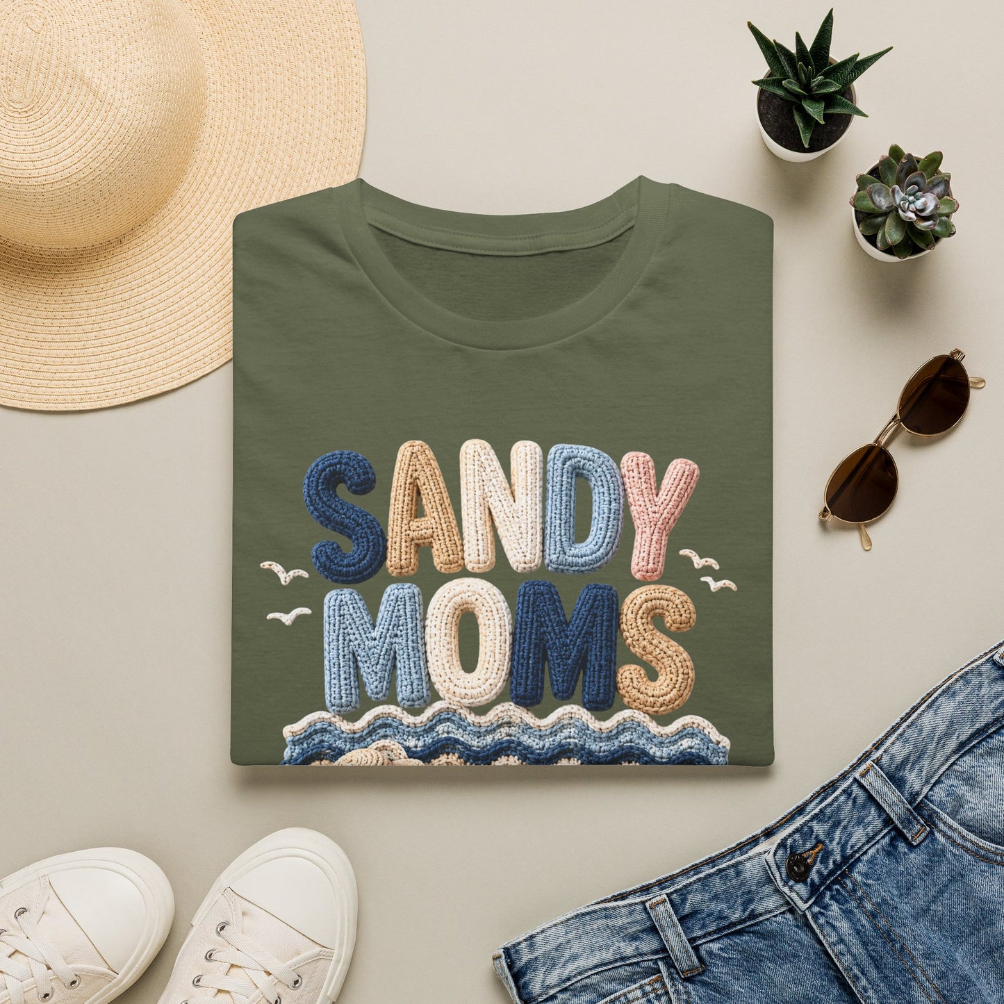 Sandy Moms Tee - Crochet Print