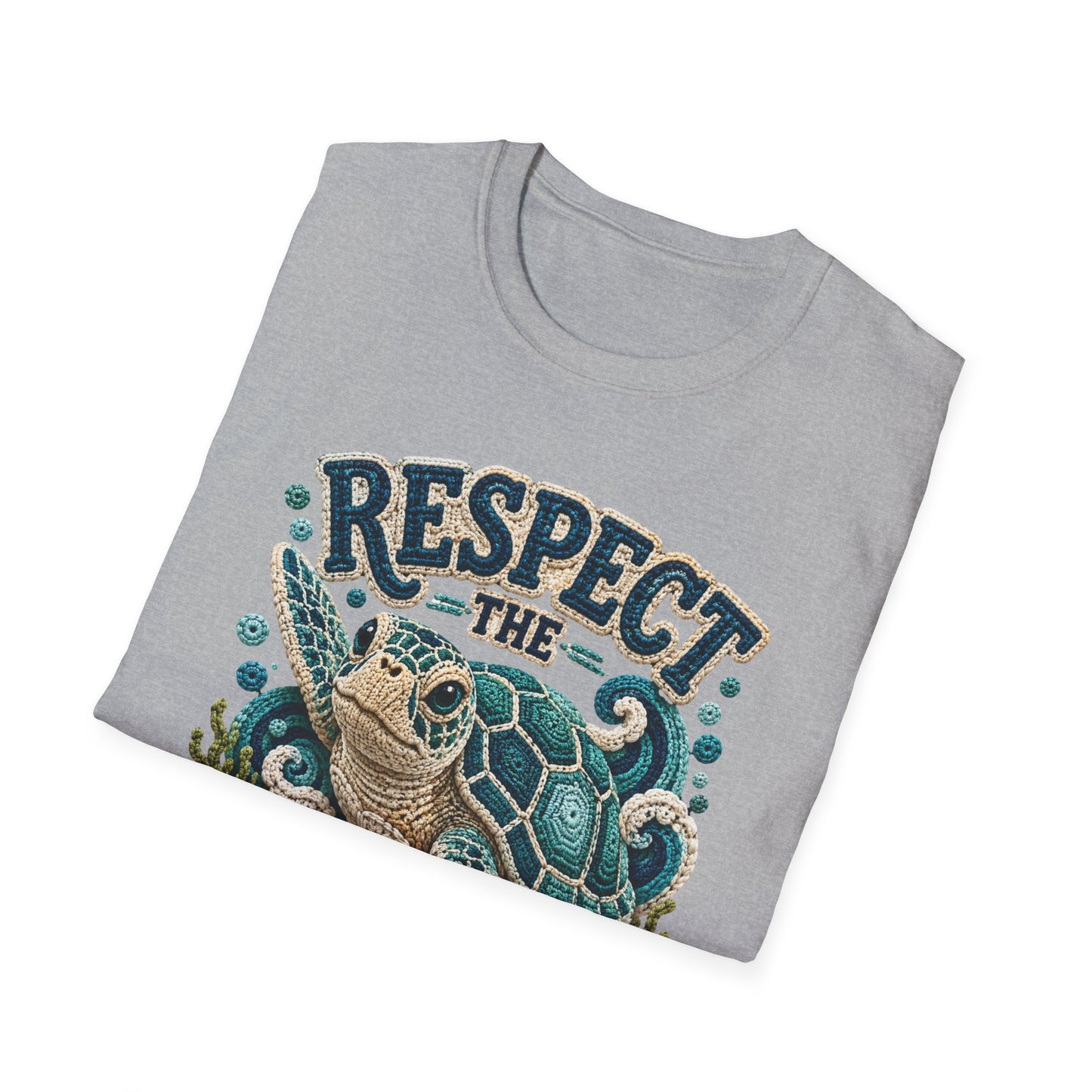 Respect the Locals Tee - Sea Turtle Crochet Print