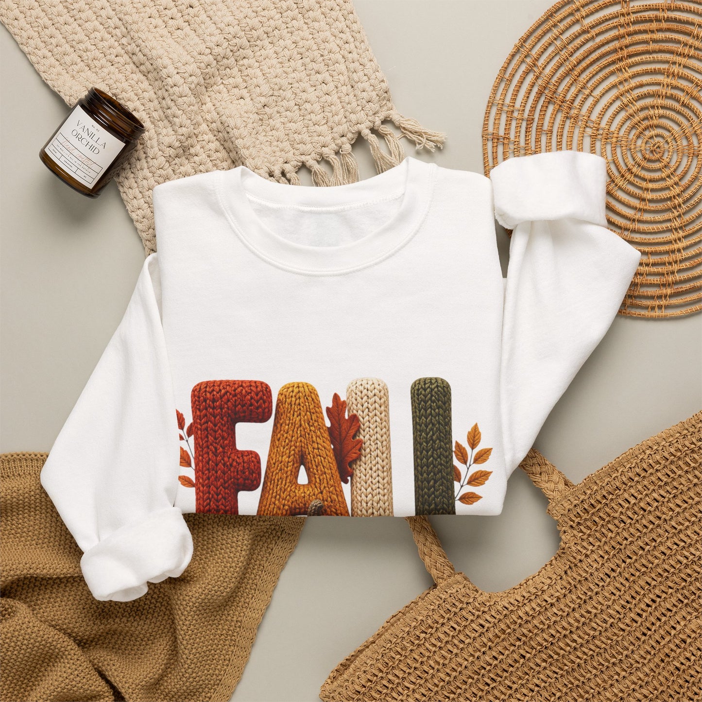 Fall Sweatshirt – Pumpkin & Leaves
