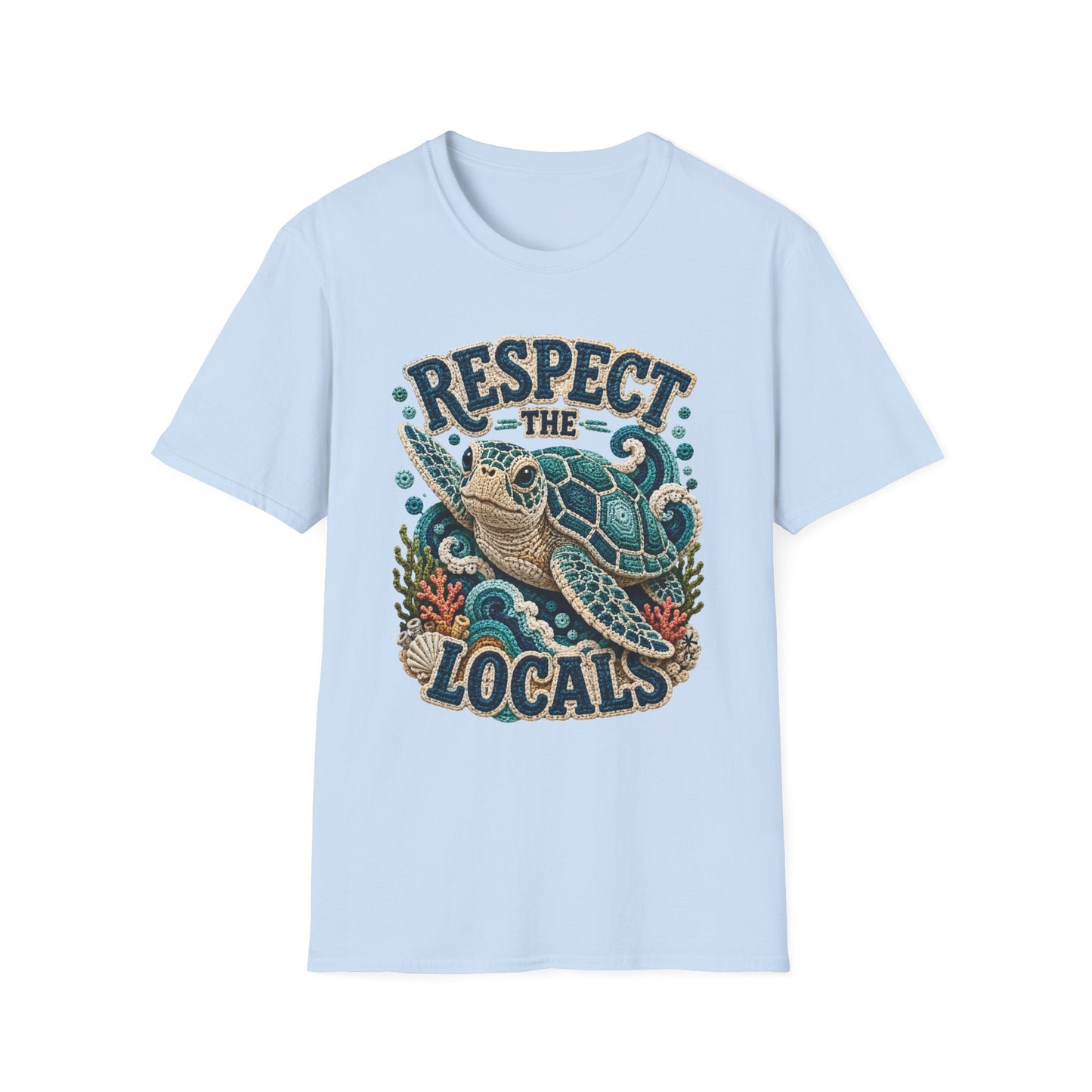 Respect the Locals Tee - Sea Turtle Crochet Print