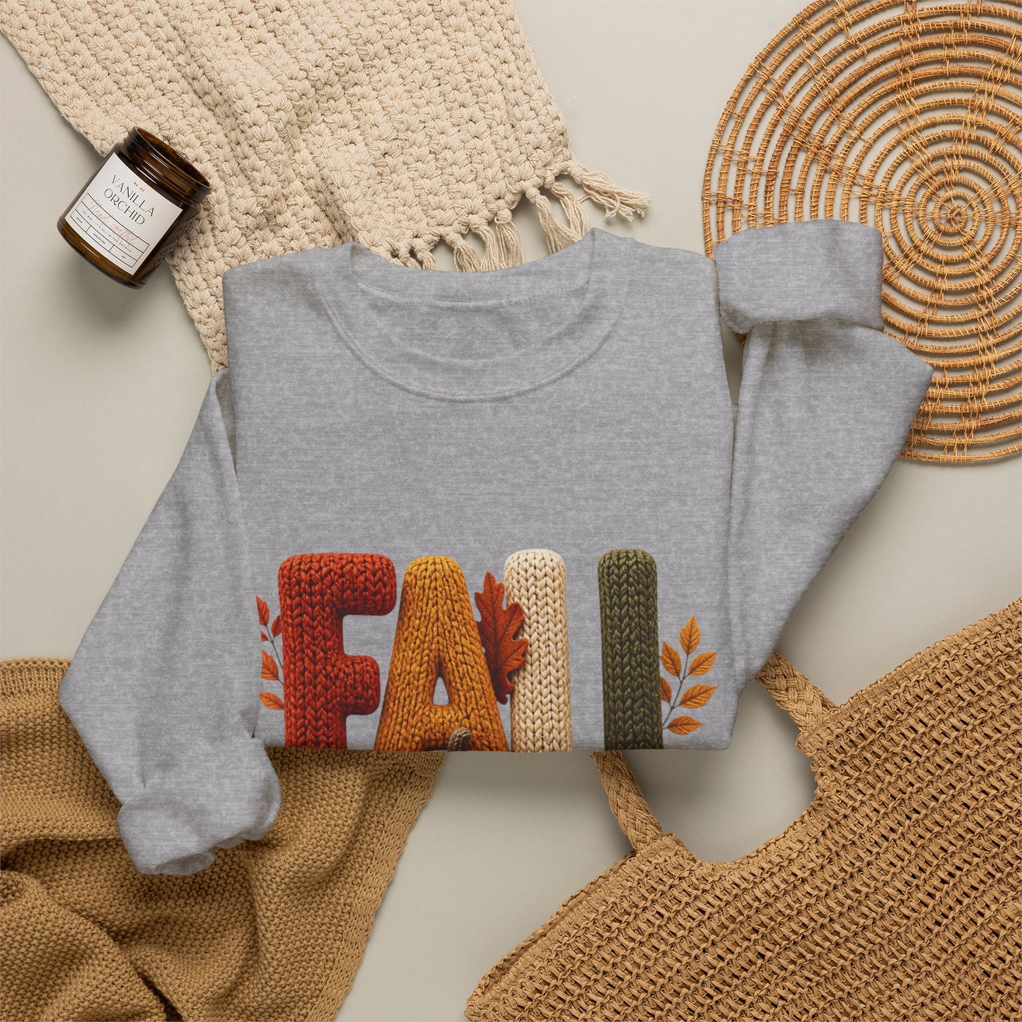 Fall Sweatshirt – Pumpkin & Leaves