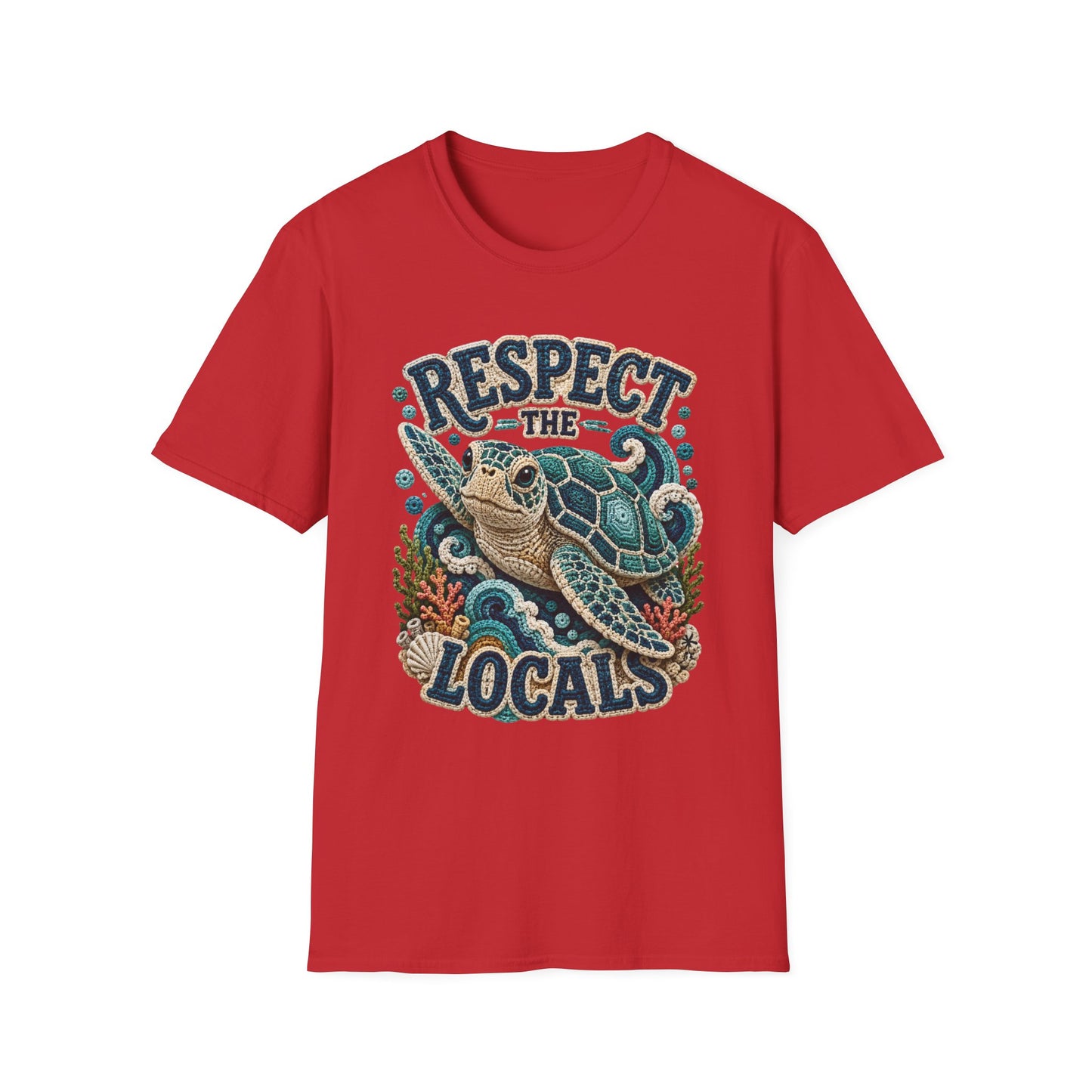 Respect the Locals Tee - Sea Turtle Crochet Print